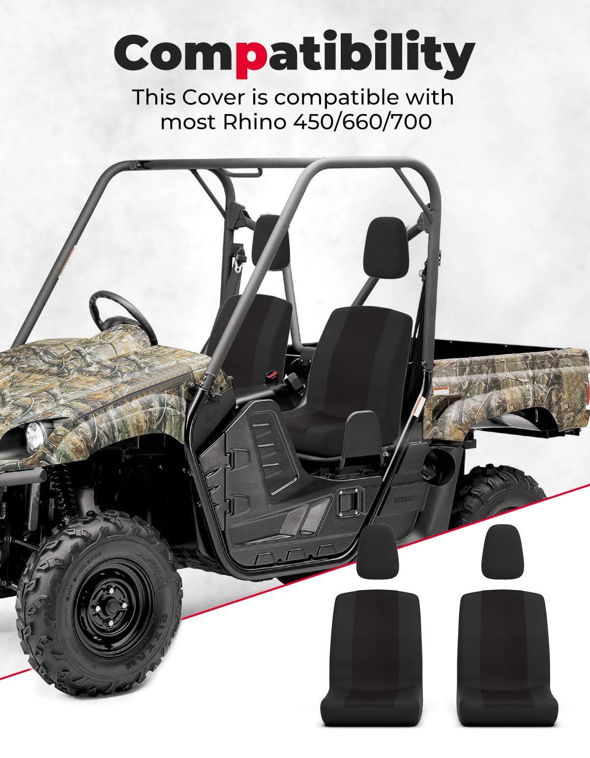 Foto 8 pulgar | Fundas De Asiento Para Utv Kemimoto Negras Con Reposacabezas Rhino 700 660 450 - Venta Internacional.