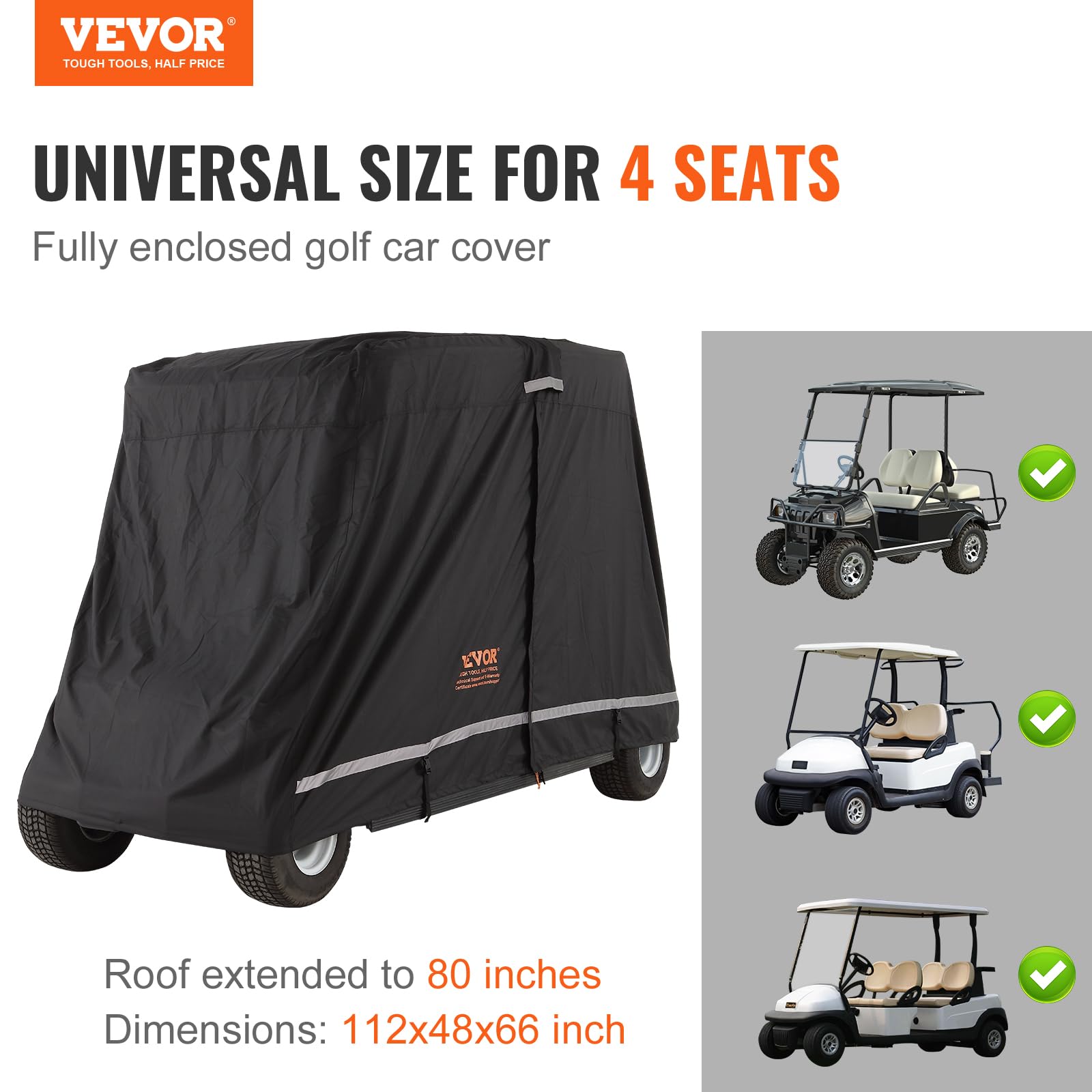 Foto 3 pulgar | Funda Para Carrito De Golf Vevor 4 Passenger 600d De Poliéster Impermeable - Venta Internacional.