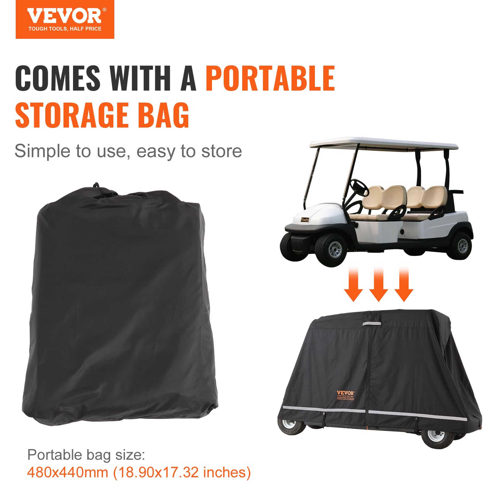 Foto 8 pulgar | Funda Para Carrito De Golf Vevor 4 Passenger 600d De Poliéster Impermeable - Venta Internacional.