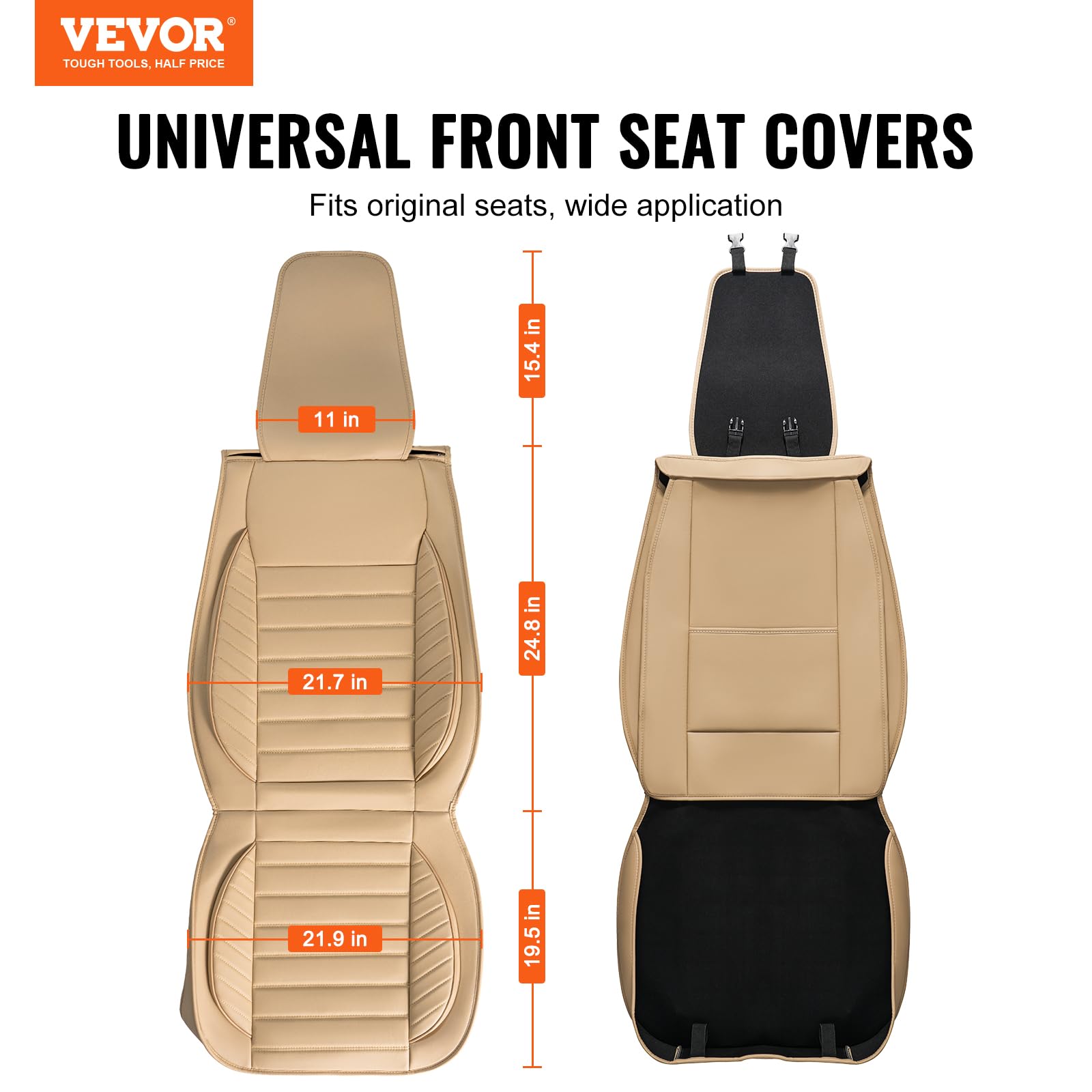 Foto 3 pulgar | Fundas De Asiento De Coche Vevor Universales Para Asientos Delanteros De Piel Sintética - Venta Internacional.