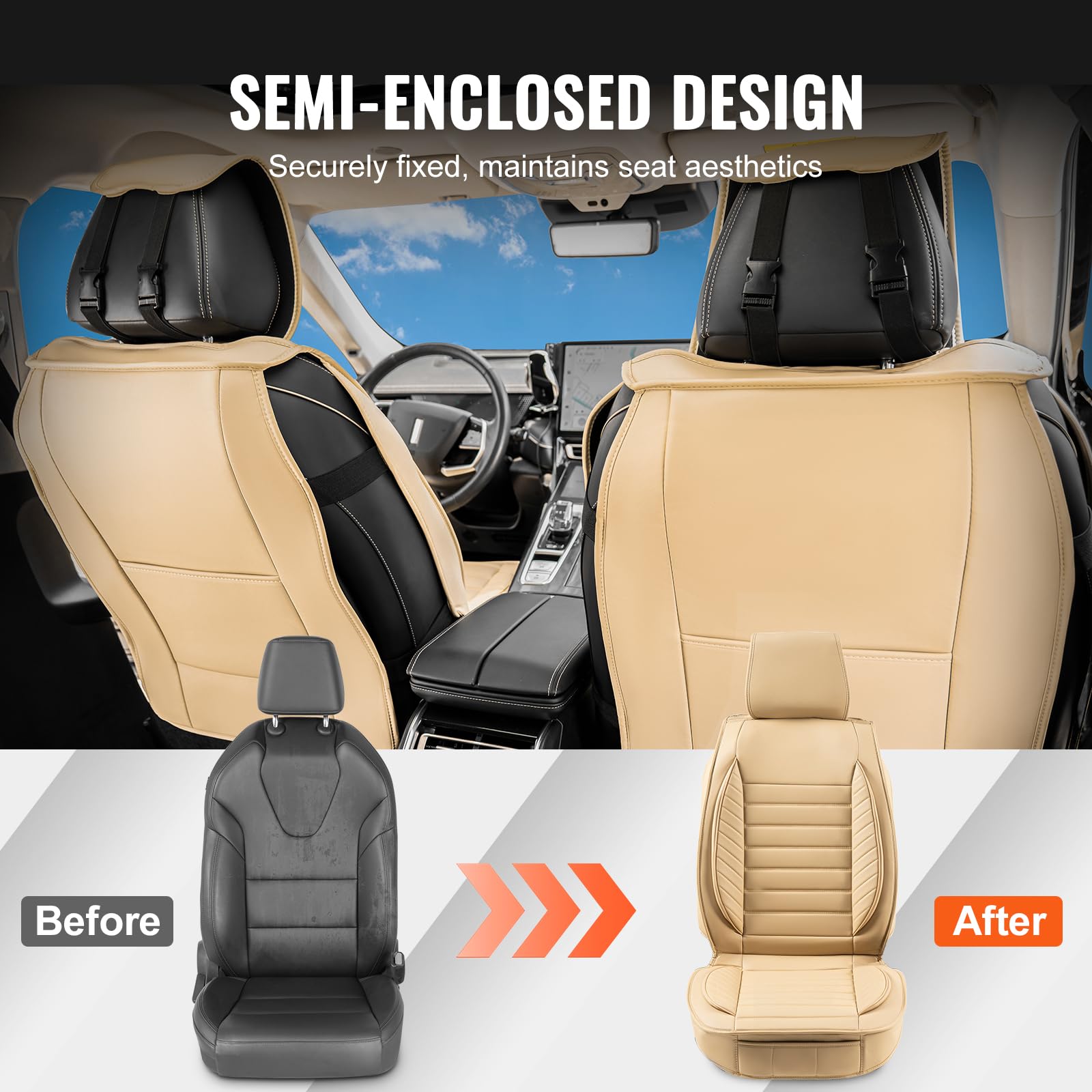 Foto 4 pulgar | Fundas De Asiento De Coche Vevor Universales Para Asientos Delanteros De Piel Sintética - Venta Internacional.
