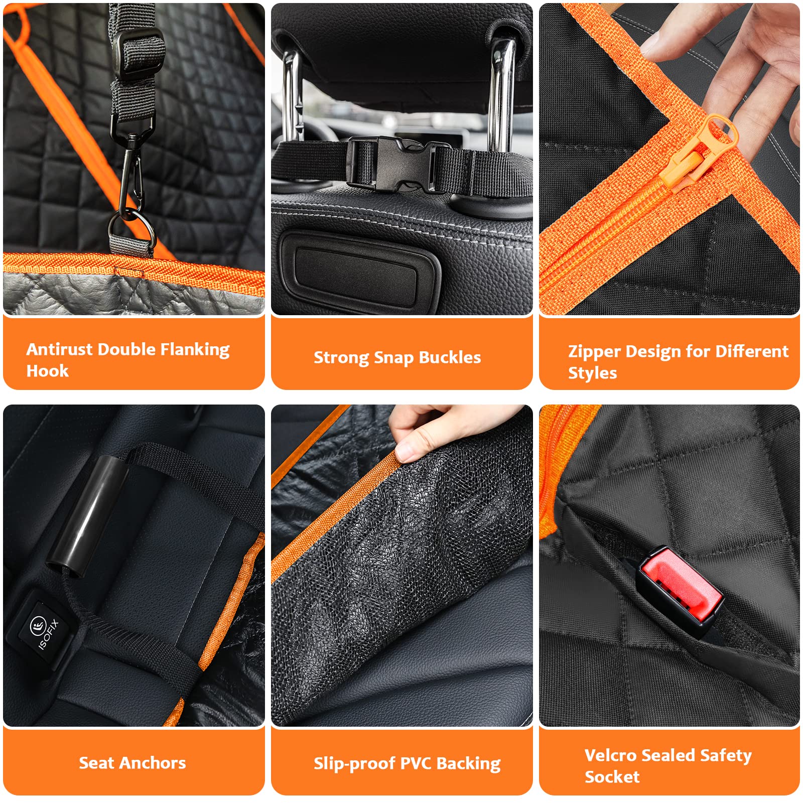 Foto 6 pulgar | Funda De Asiento De Coche Para Perros Urpower 6 En 1 Impermeable Para Asiento Trasero - Venta Internacional.