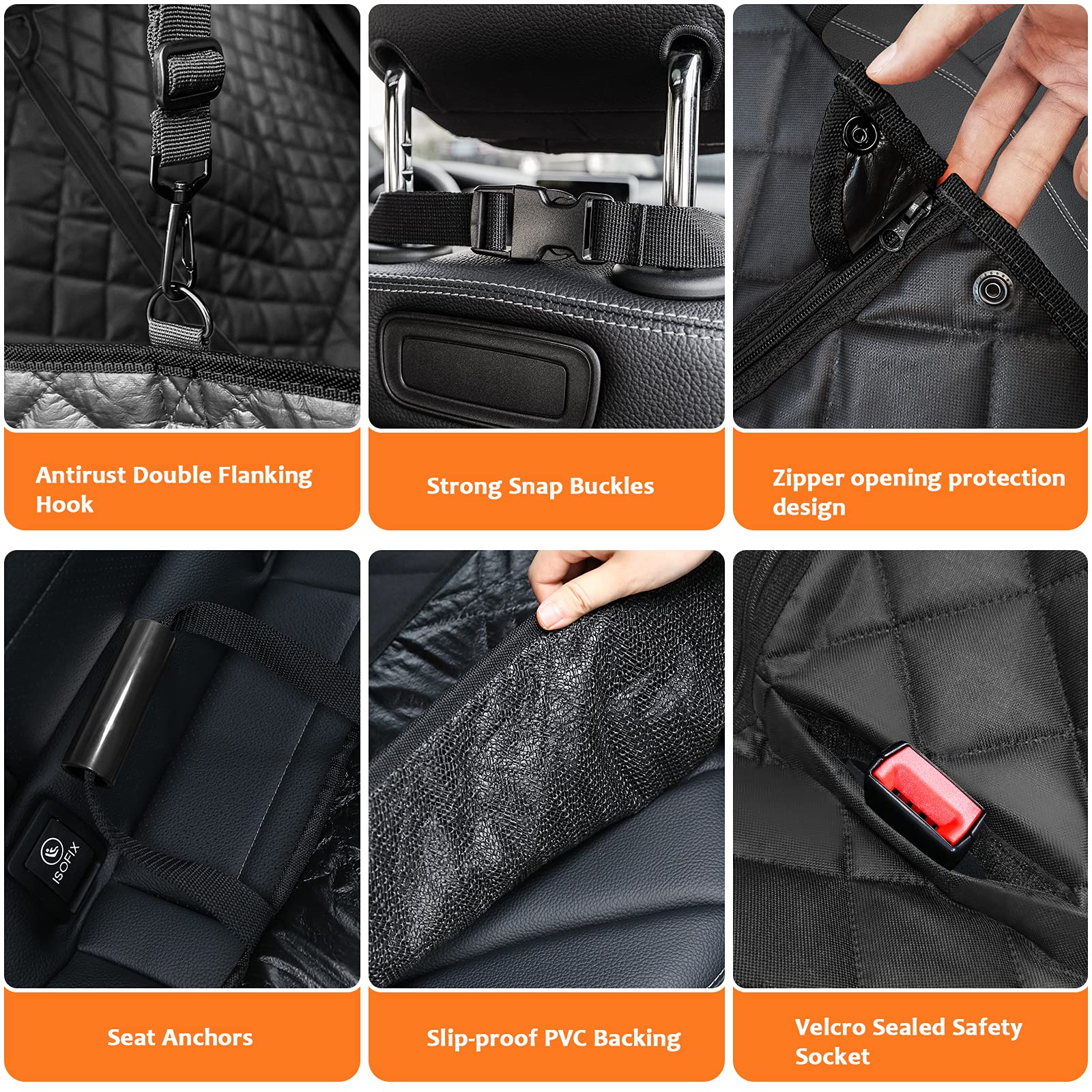 Foto 6 pulgar | Funda De Asiento De Coche Para Perros Urpower 6 En 1 Impermeable Para Asiento Trasero - Venta Internacional.