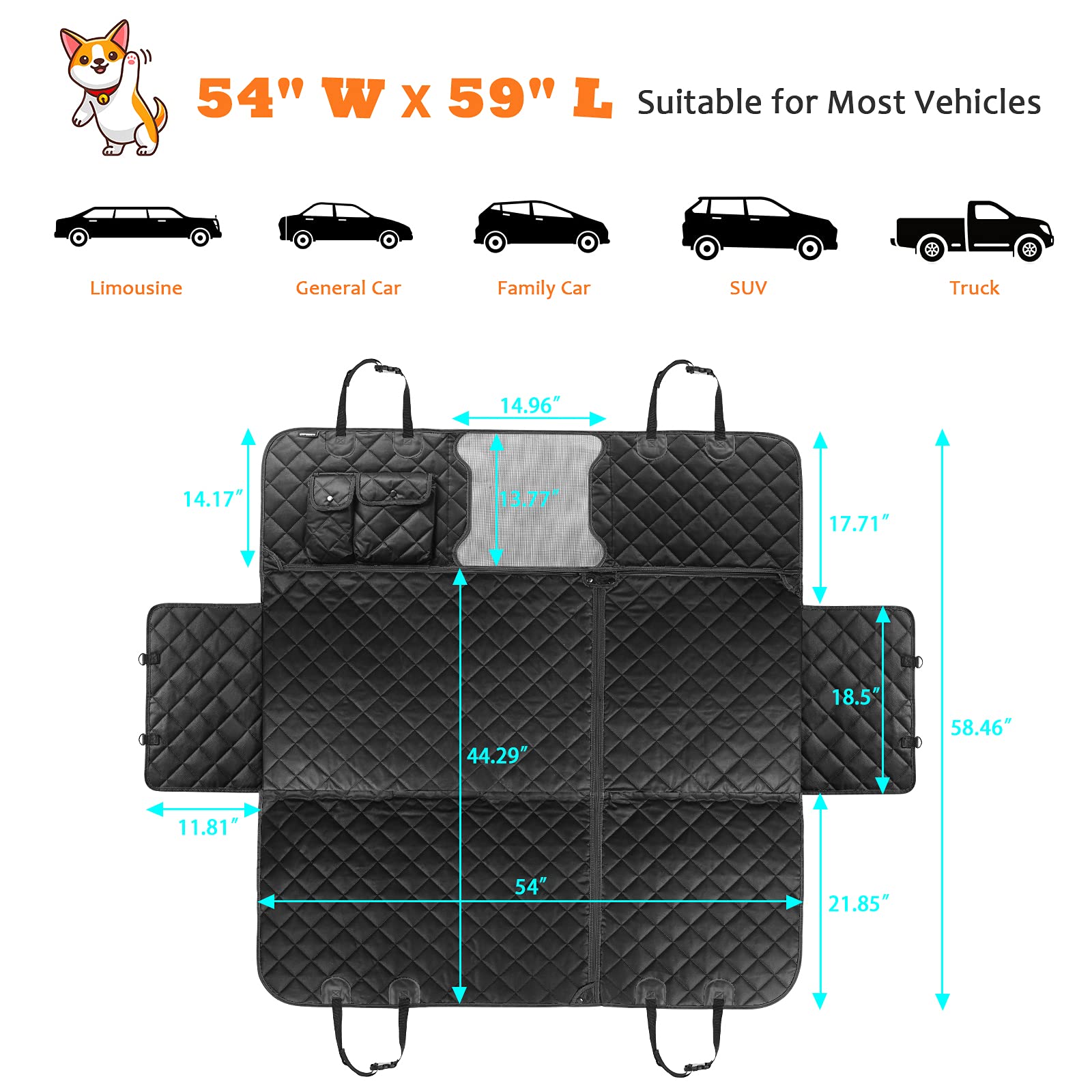 Foto 6 | Funda De Asiento De Coche Para Perros Urpower 6 En 1 Impermeable Para Asiento Trasero - Venta Internacional.