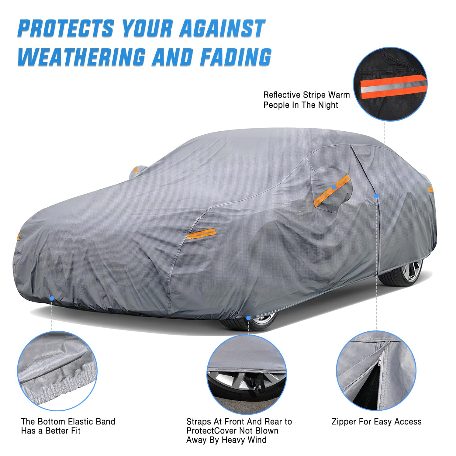 Foto 5 pulgar | Funda De Coche Nilight Impermeable Para Todo Tipo De Clima, Tamaño Sedán, 186-193 Cm - Venta Internacional.