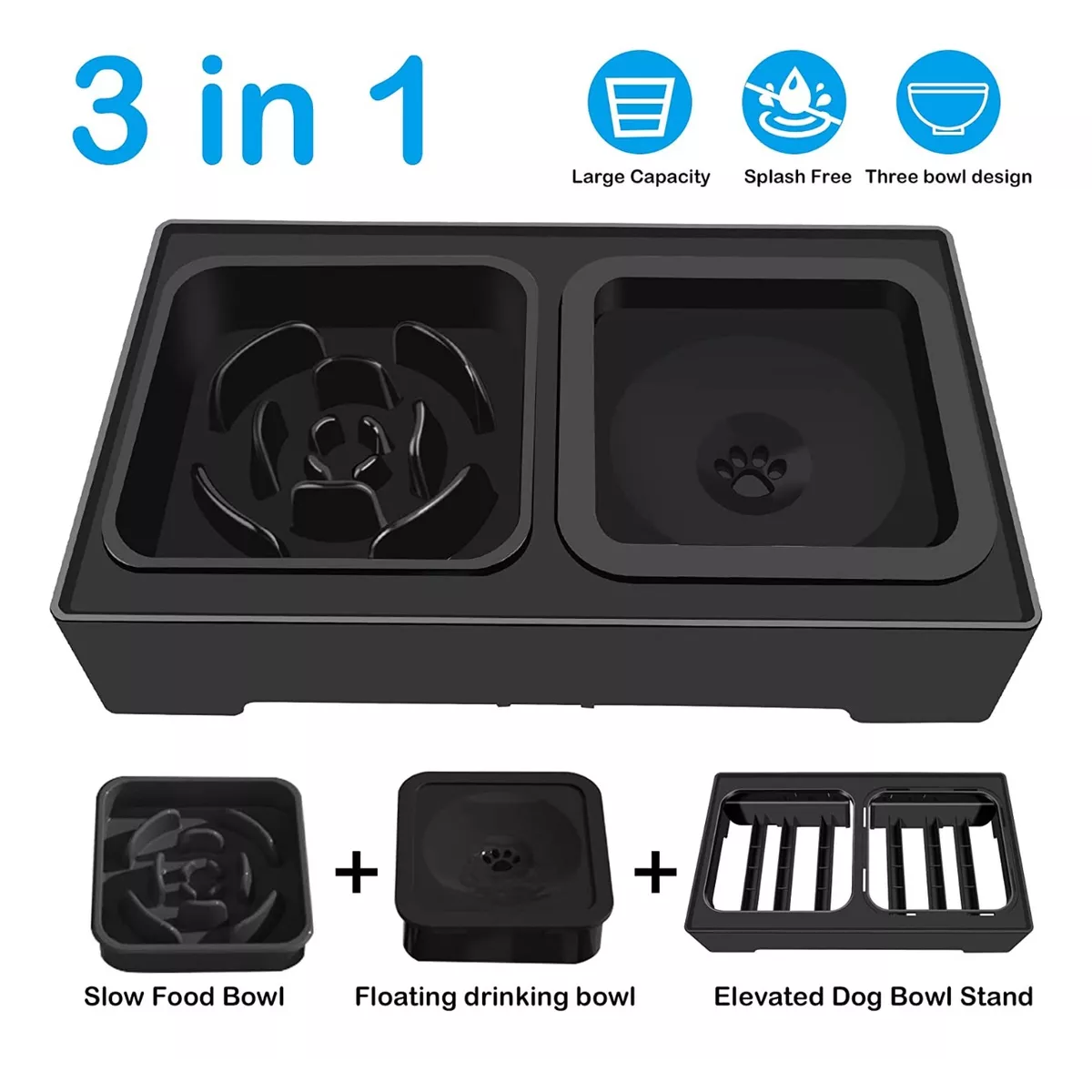 Foto 4 pulgar | Comedero Elevado Para Perro Mascota altura Ajustable  Eo Safe Imports Esi-11551 Negro
