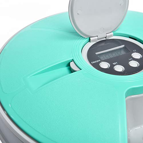 Foto 5 pulgar | Comedero Electrónico Automático Para Mascotas Con Temporizador, 6 Porciones, Color Verde Azulado - Venta Internacional.