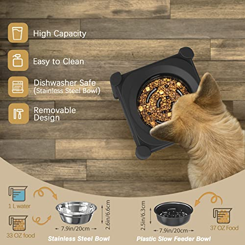 Foto 7 pulgar | Soporte Elevado Para Perros Lewondr, Alimentador Lento, De Acero Inoxidable - Venta Internacional.
