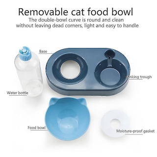 Foto 5 | Dispensador De Alimentos Huoguo, Almacenamiento Automático De Agua Para Mascotas, Color Azul - Venta Internacional.