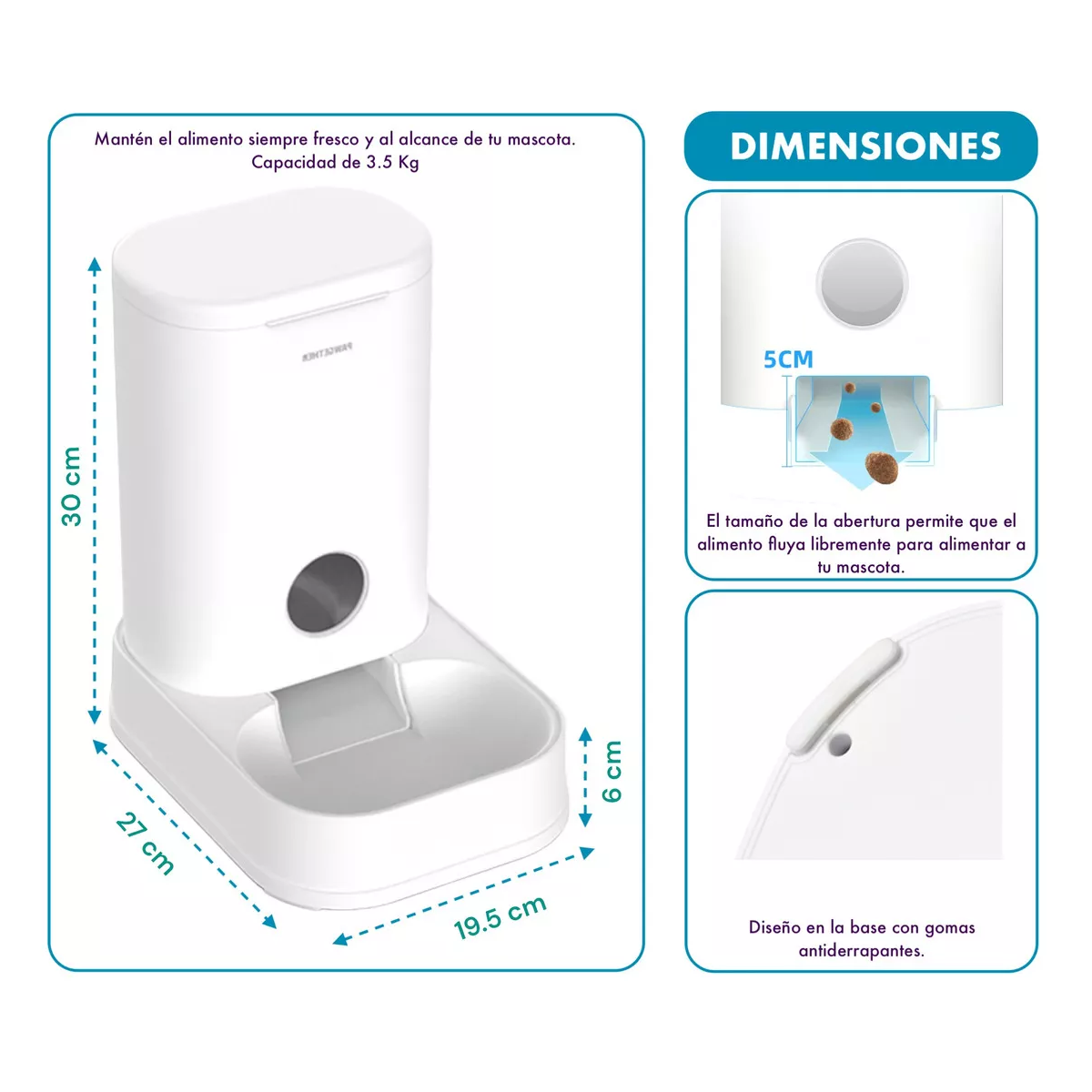 Foto 3 pulgar | Comedero Dispensador Automático Para Perros Eo Safe Imports Esi-18163 Blanco