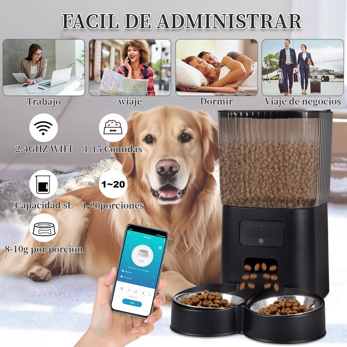 Foto 4 pulgar | Comedero Dispensador De Comida Para Perros Wifi Eo Safe Imports Esi-18167 Negro