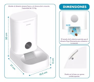 Foto 2 | Comedero Dispensador Automático Alimentador Para Perros 3.5l