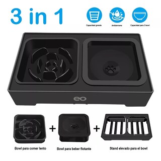 Foto 3 | Comedero Elevado Para Perro Perros Mascota,altura Ajustable Eo Safe Imports Esi-11551-1 Negro