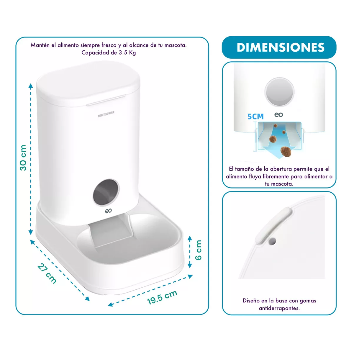 Foto 3 pulgar | Comedero Dispensador Automático Para Perros Eo Safe Imports Esi-18163-1 Blanco