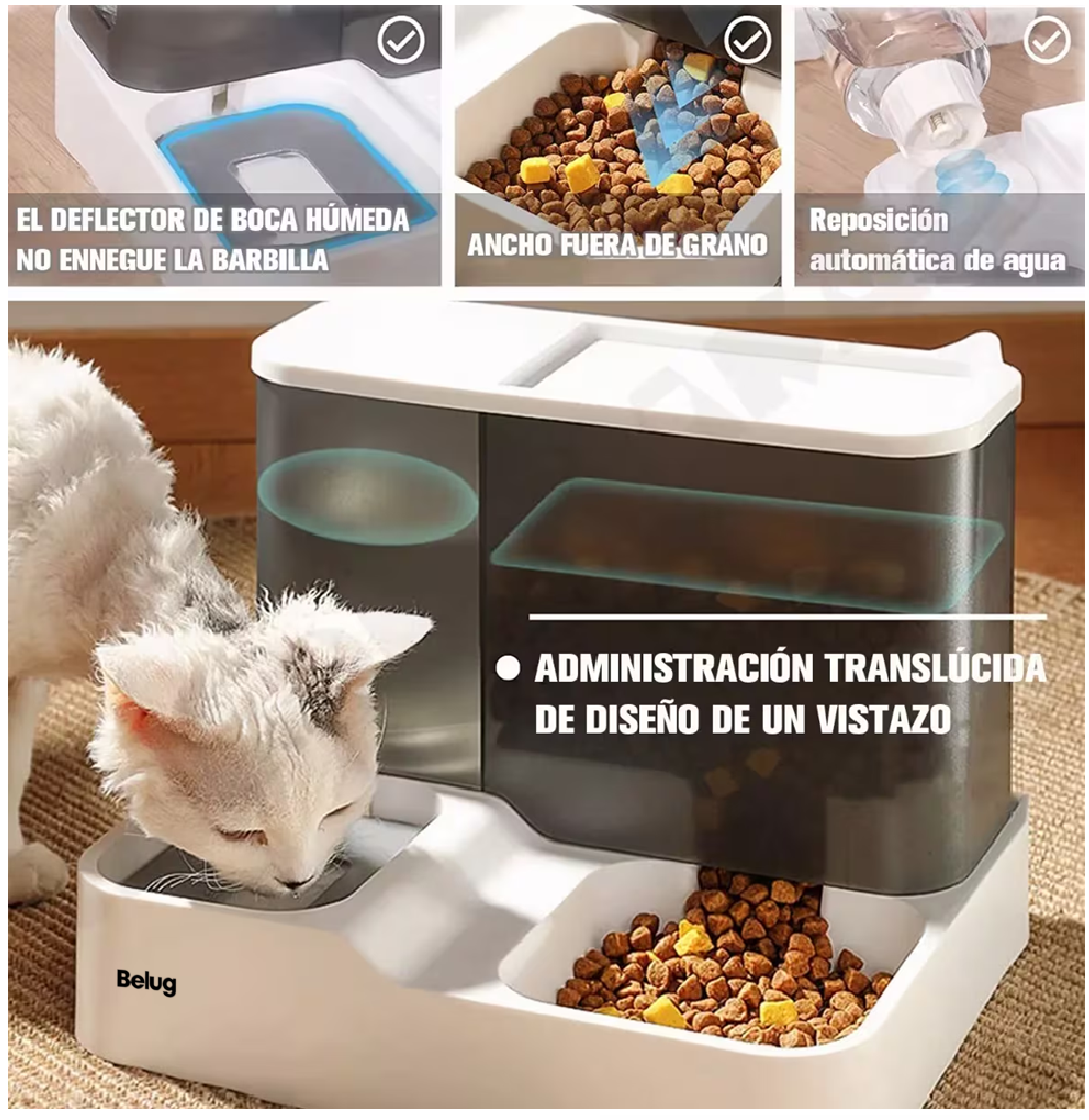 Foto 4 | Dispensador Comedero Y Bebedero Automático Macotas, Belug Blanco