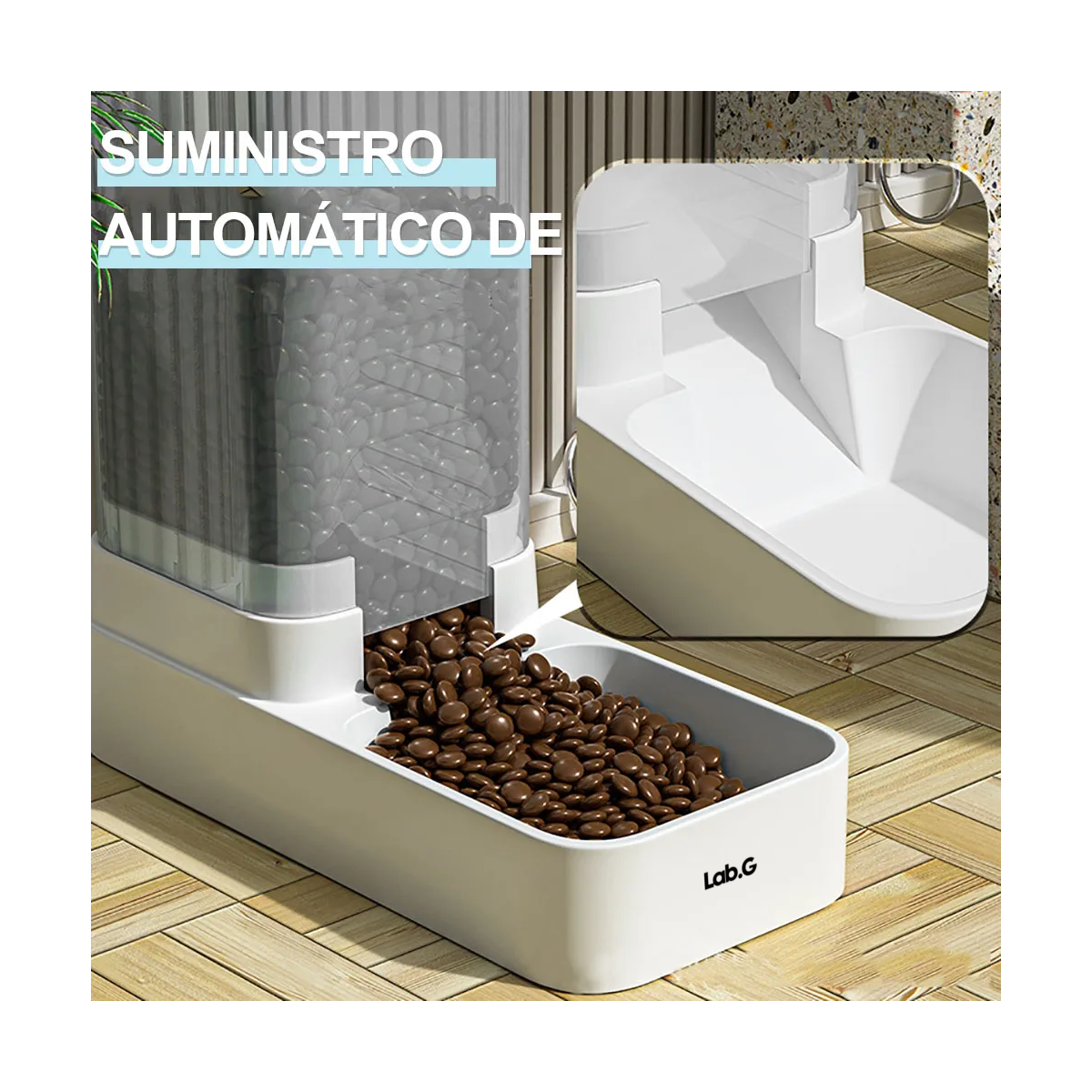 Foto 5 pulgar | Alimentador Automatico Perros Y Comederos Gatos Lab.g2.1kg Blanco