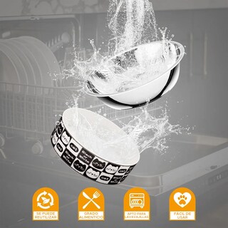 Foto 5 | 2pcs Plato Comedero Lab.g Acero Inoxidabl Mascotas Plateado Con Negro