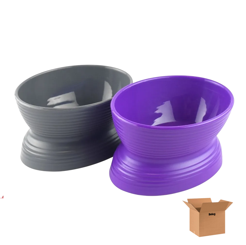 Foto 2 pulgar | Set 2 Platos Belug Mascotas Gris Y Morado