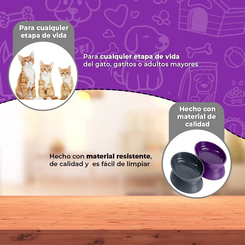 Foto 4 | Set 2 Platos Belug Mascotas Gris Y Morado