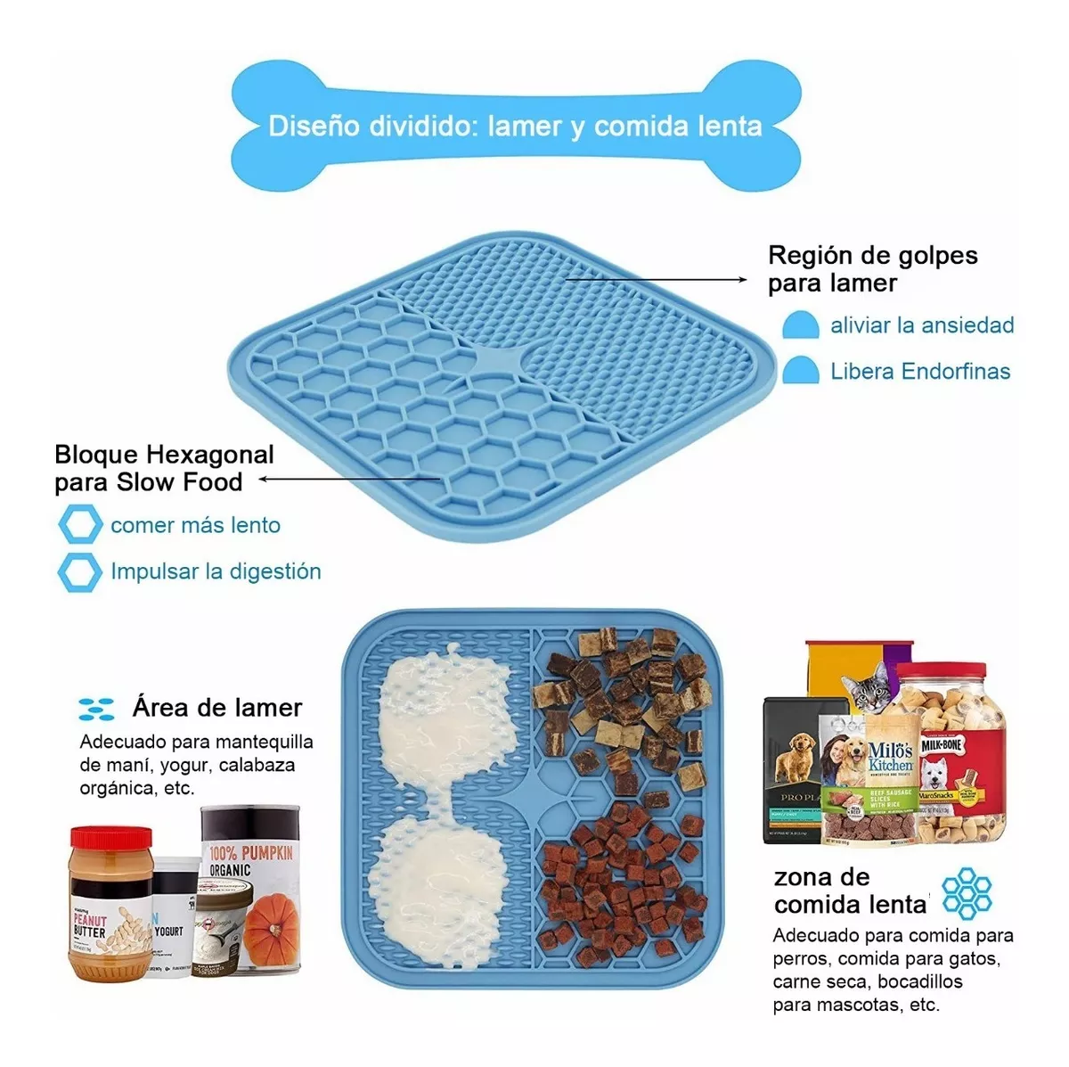 Foto 4 pulgar | 2 Platos de Comida con Raspador para Mascotas Belug color Azul