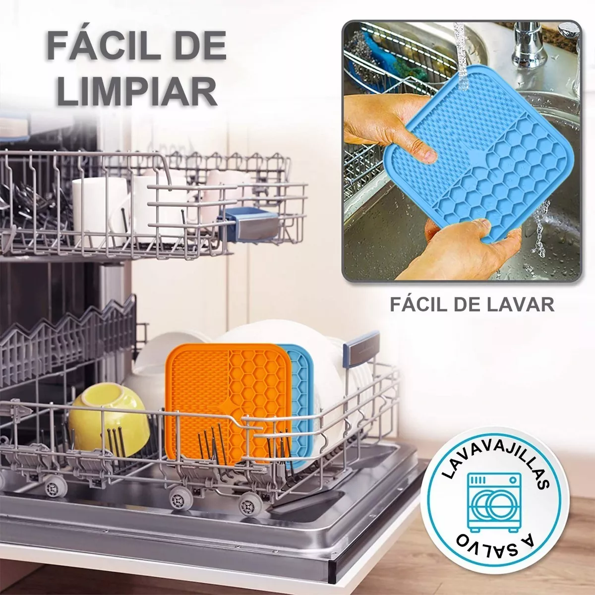 Foto 6 pulgar | 2 Platos de Comida con Raspador para Mascotas Belug color Azul