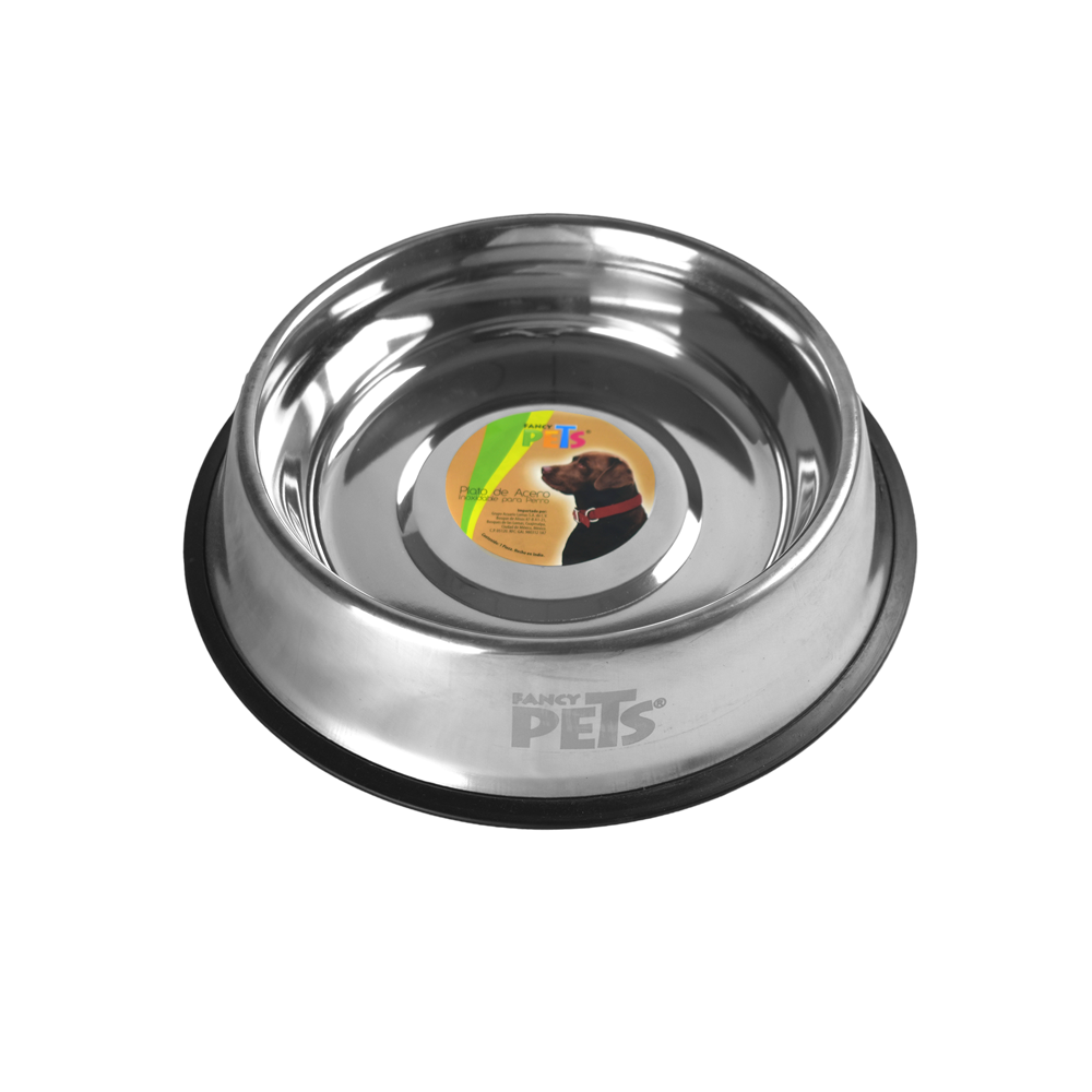 Fancy Pets Plato De Acero Para Perro De 96 Onzas O 2.7 Kilogramos Con Antiderrapante