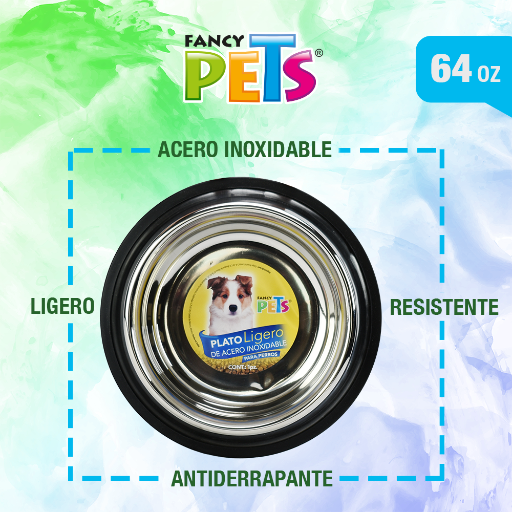 Foto 4 pulgar | Fancy Pets Plato De Acero Inoxidable Ligero Para Perro Para 64 Onza O 1.8 Kilos
