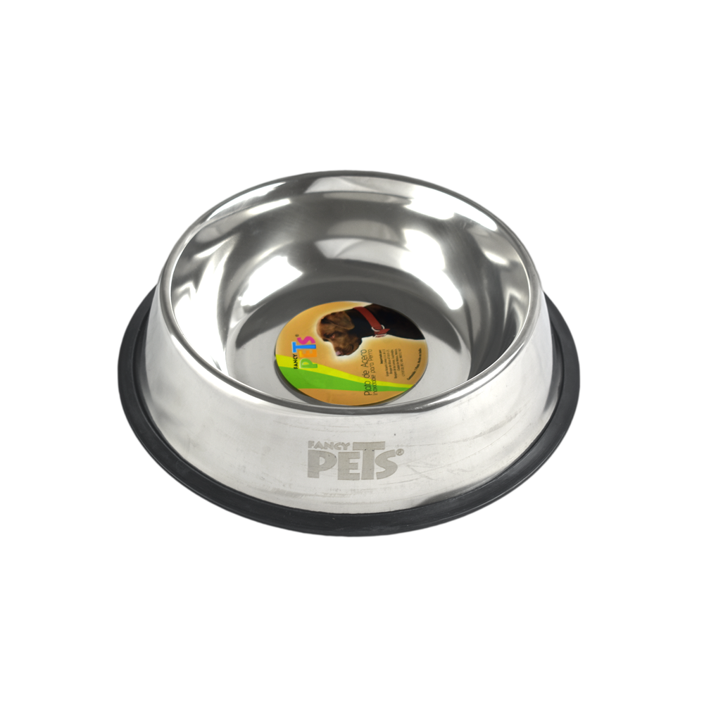 Fancy Pets Plato De Acero Para Perro De 64 Onzas O 1.8 Kilogramos Con Antiderrapante