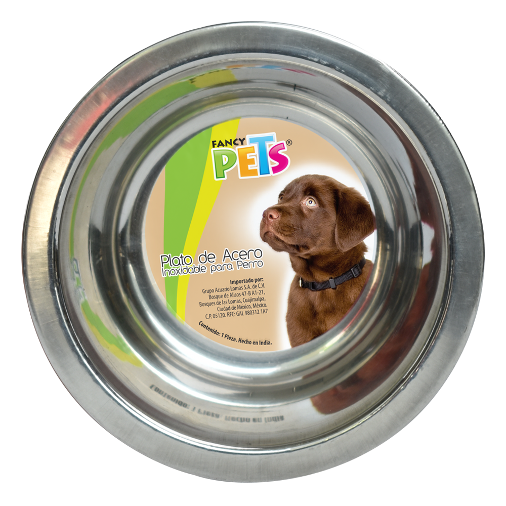 Fancy Pets Plato De Acero Para Perro Con Base Antiderrapante Para Perro De 16 Onzas Y/o 454 Gramos