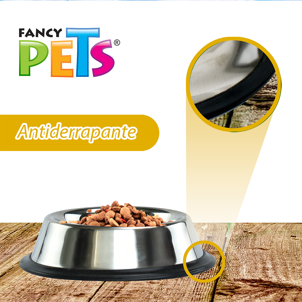 Foto 4 pulgar | Fancy Pets Plato De Acero Inoxidable Con Antiderrapante Para Perro De 16 Onzas Y/o 454 Gramos