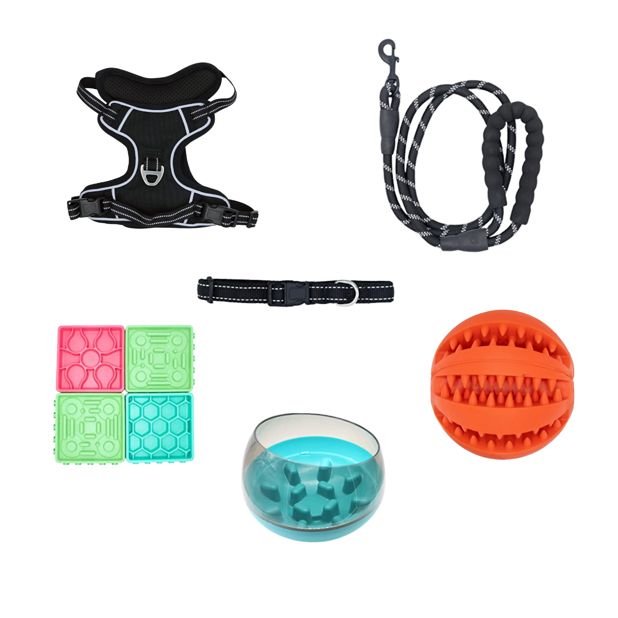 Foto 2 pulgar | A Pets Life Set De Platos De Alimentación Lenta Para Perros, Collar Y Arnés Tipo T (mediano)