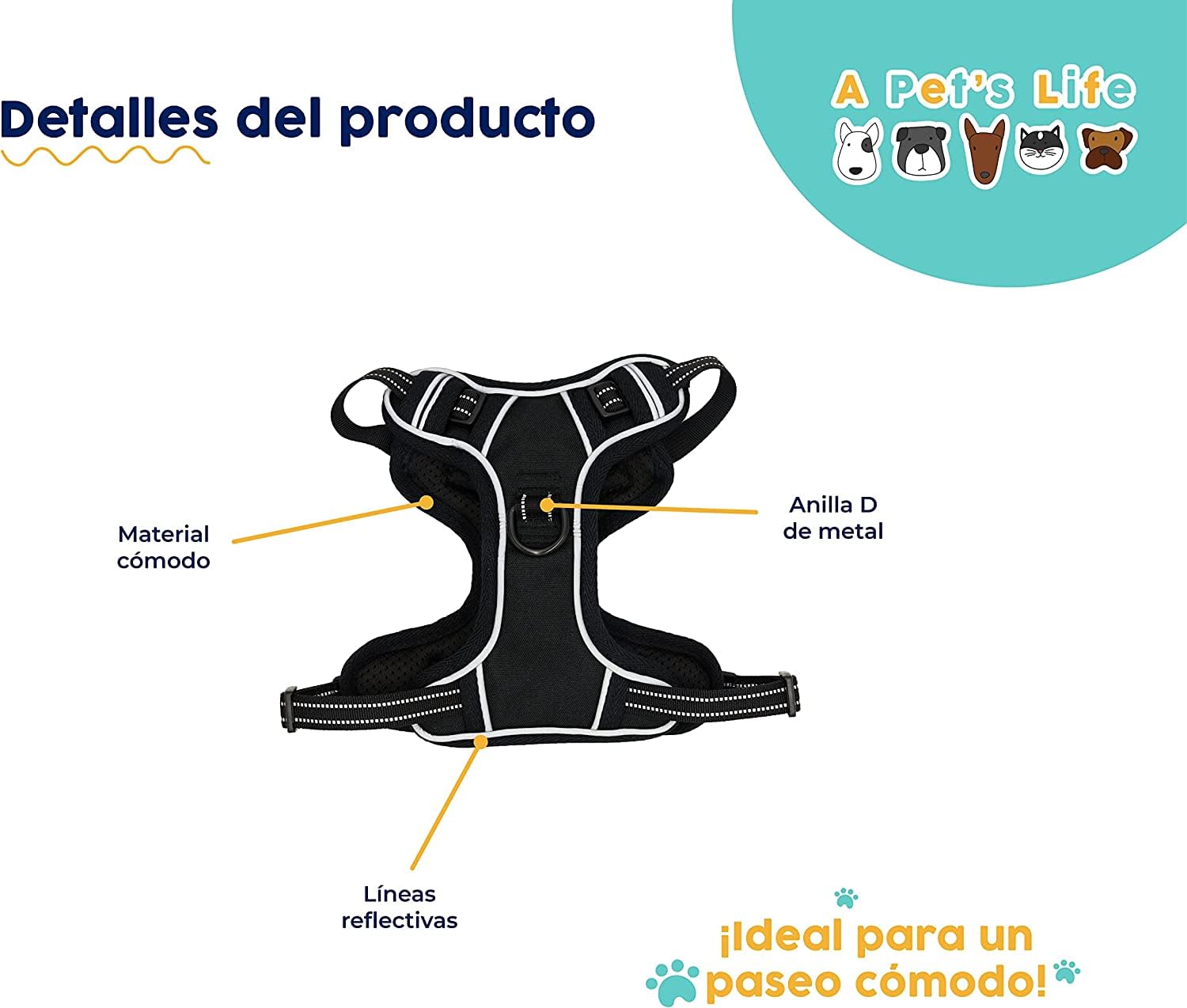 Foto 8 pulgar | A Pets Life Set De Platos De Alimentación Lenta Para Perros, Collar Y Arnés Tipo T (mediano)