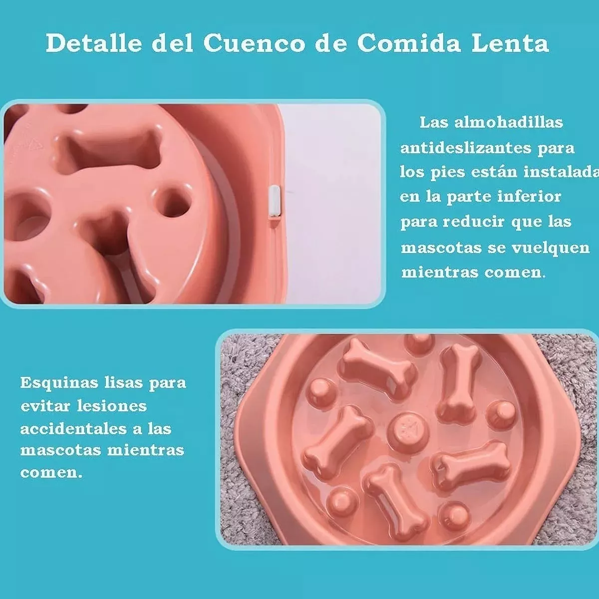 Foto 4 pulgar | Plato de Alimentación Lenta color Rosa para Mascota