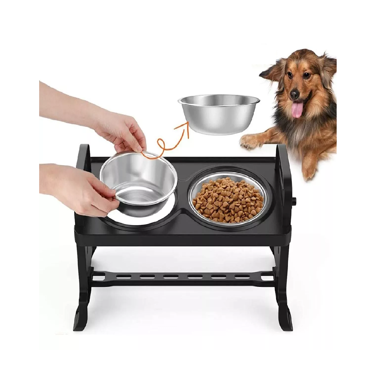 Foto 3 | Comedero Elevado para Perro/Gatos Belug Negro
