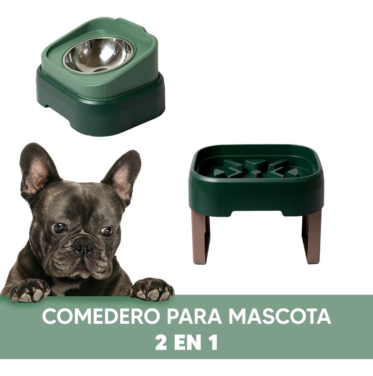 Foto 3 pulgar | Jauz Improvement Comedero Elevado Para Perros Antideslizante Acero Inoxidable 2 En 1 (mod. J0174)