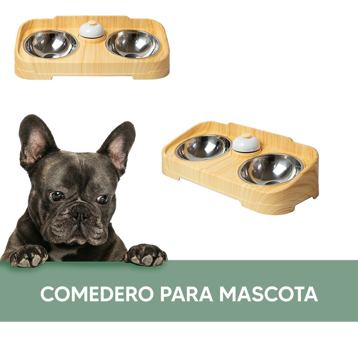 Foto 2 | Jauz Improvement Comedero Para Perros Y Gatos Doble Cuenco + Campana Color Amarillo 2 En 1 (mod. J0177)
