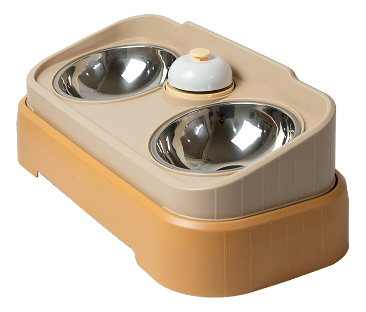Jauz Improvement Comedero Lento Para Perros Y Gatos Doble + Campana Color Beige 2 En 1 (mod. J0180)