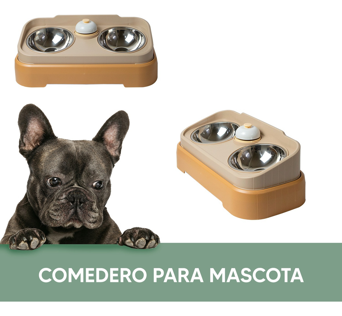 Foto 4 pulgar | Jauz Improvement Comedero Lento Para Perros Y Gatos Doble + Campana Color Beige 2 En 1 (mod. J0180)