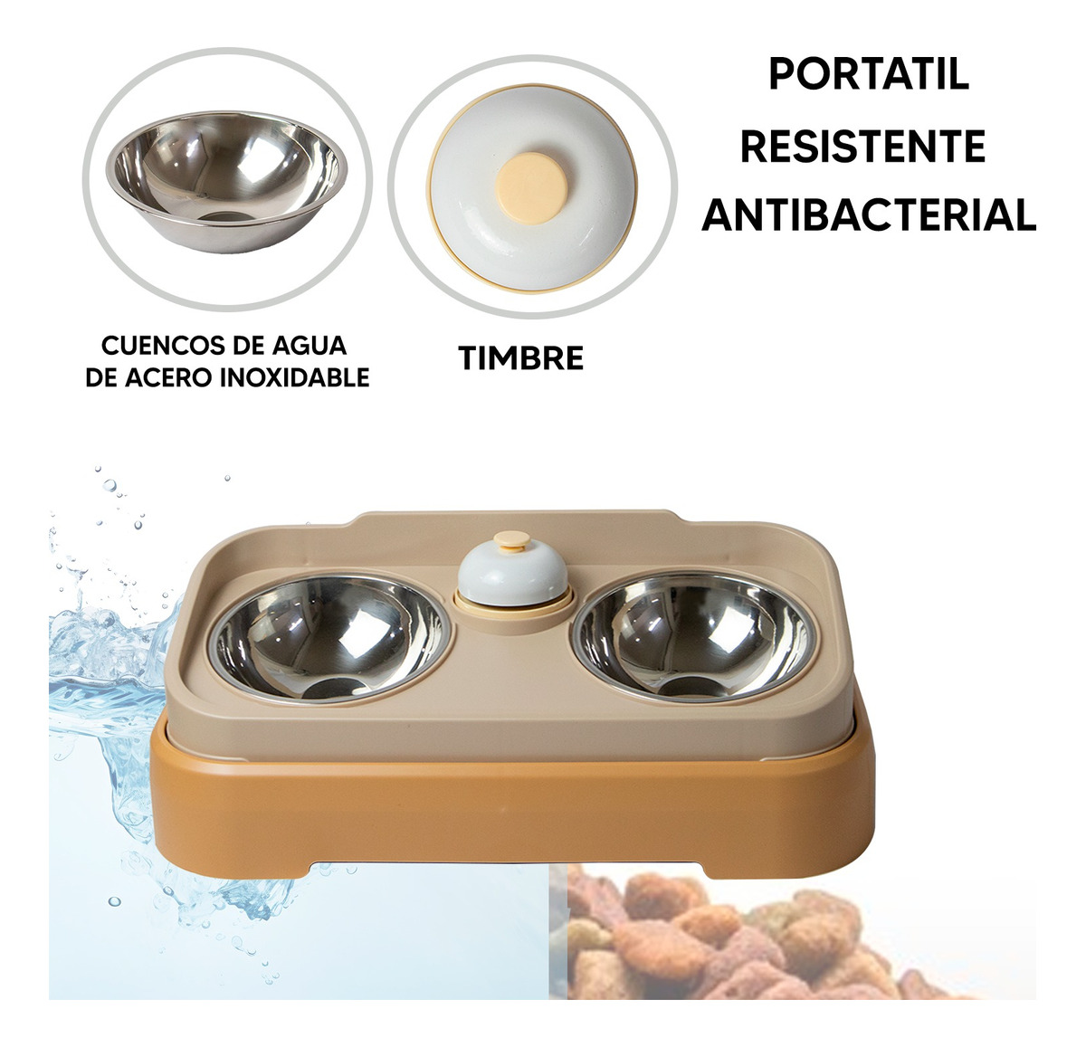 Foto 5 pulgar | Jauz Improvement Comedero Lento Para Perros Y Gatos Doble + Campana Color Beige 2 En 1 (mod. J0180)