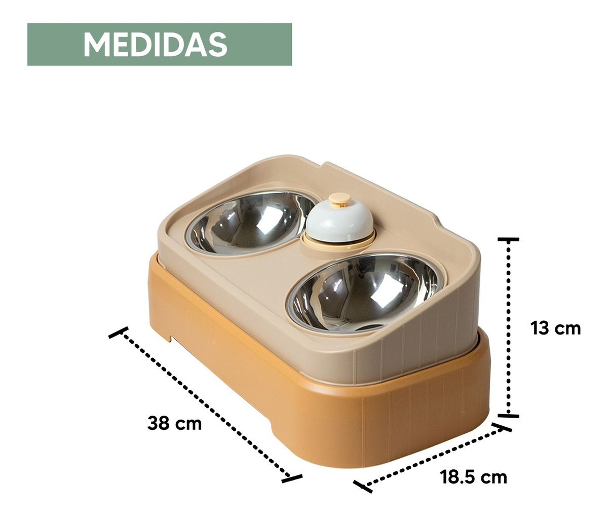 Foto 6 pulgar | Jauz Improvement Comedero Lento Para Perros Y Gatos Doble + Campana Color Beige 2 En 1 (mod. J0180)