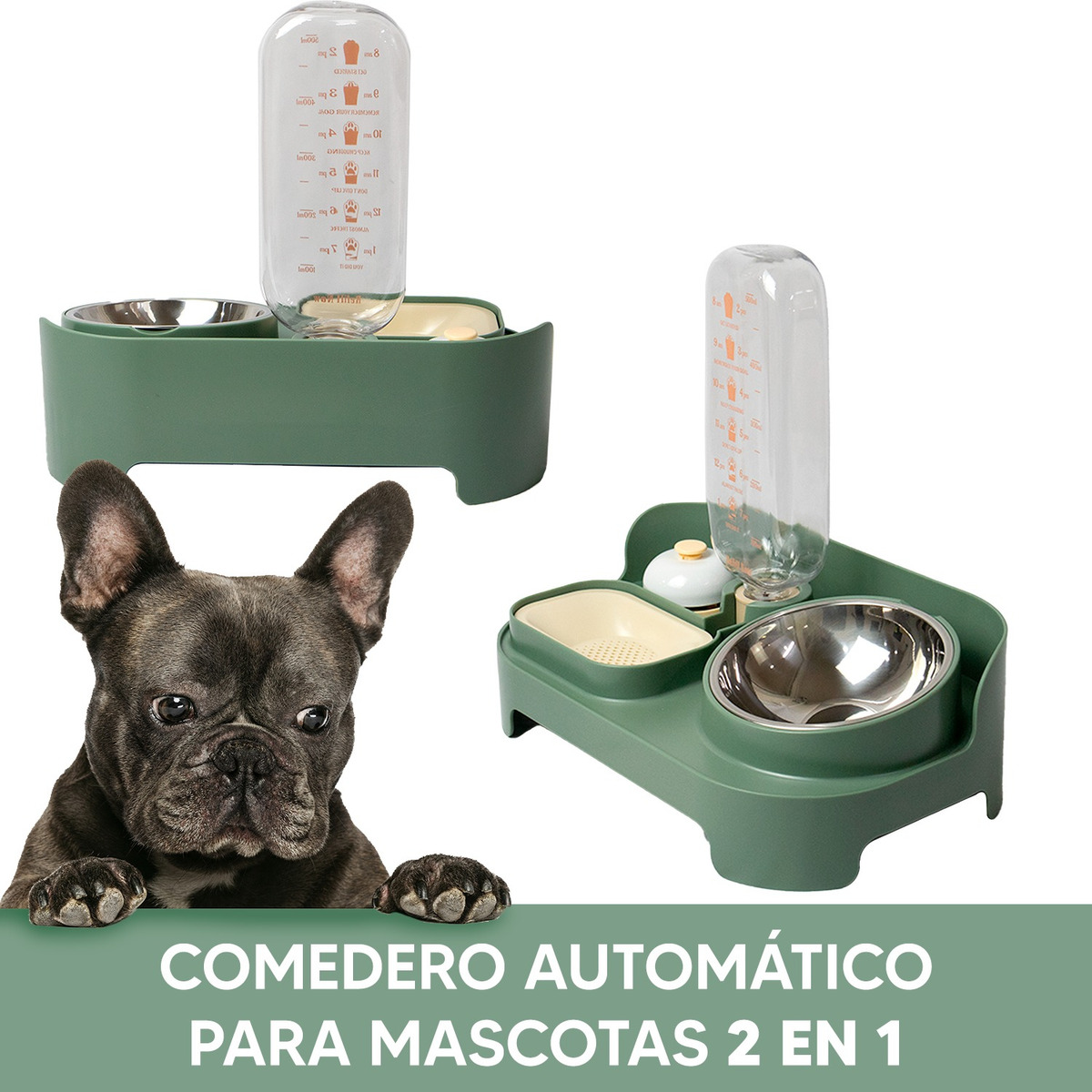 Foto 3 pulgar | Jauz Improvement Bebedero Con Dispensador De Agua Automatico + Comedero P/ Perros Color Verde (mod. J0167)