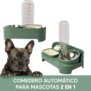 Foto 2 | Jauz Improvement Bebedero Con Dispensador De Agua Automatico + Comedero P/ Perros Color Verde (mod. J0167)