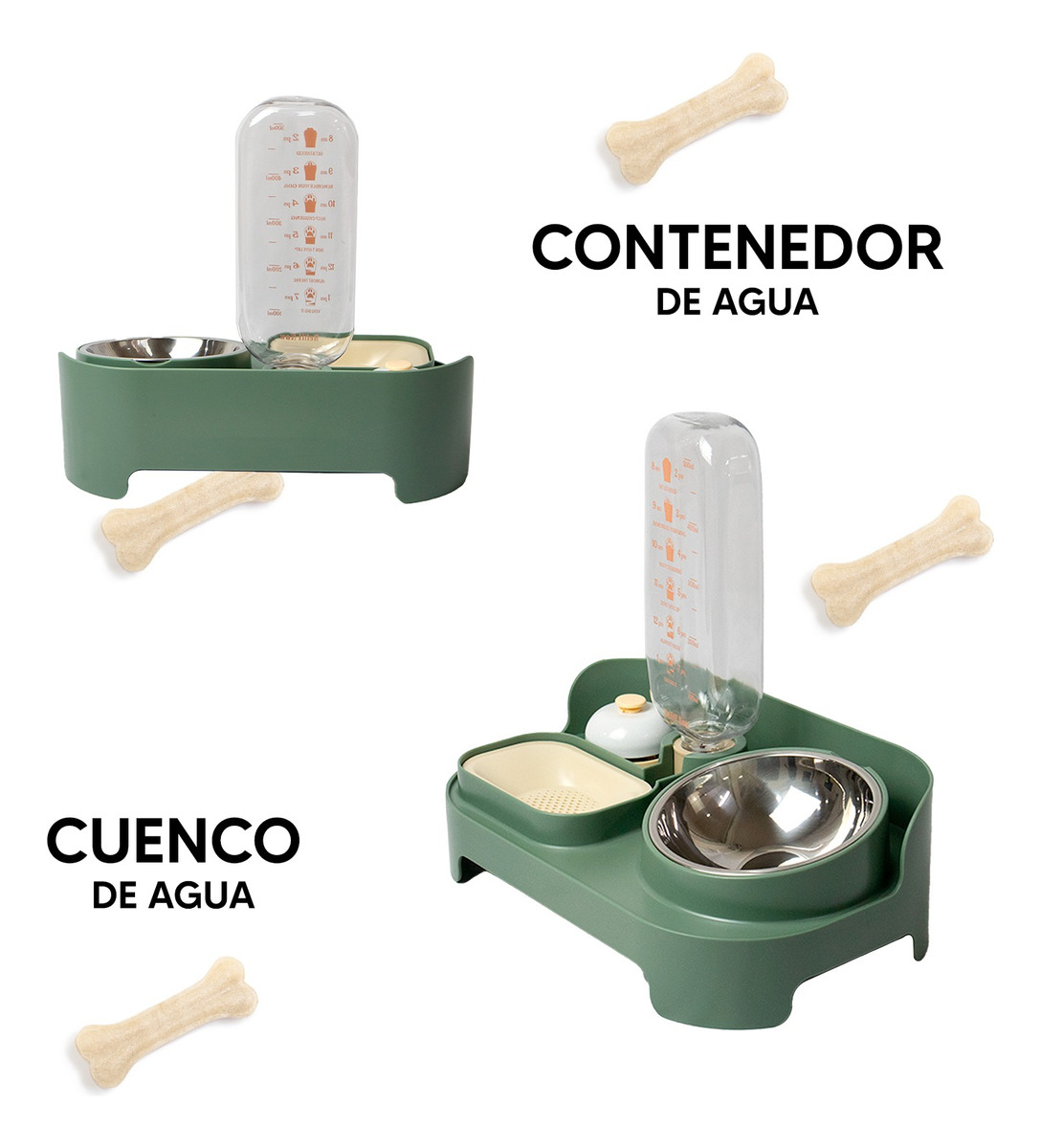 Foto 5 pulgar | Jauz Improvement Bebedero Con Dispensador De Agua Automatico + Comedero P/ Perros Color Verde (mod. J0167)