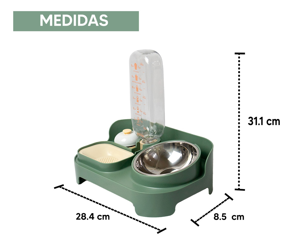 Foto 5 | Jauz Improvement Bebedero Con Dispensador De Agua Automatico + Comedero P/ Perros Color Verde (mod. J0167)