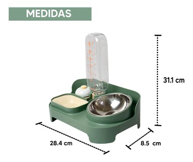 Foto 5 | Jauz Improvement Bebedero Con Dispensador De Agua Automatico + Comedero P/ Perros Color Verde (mod. J0167)