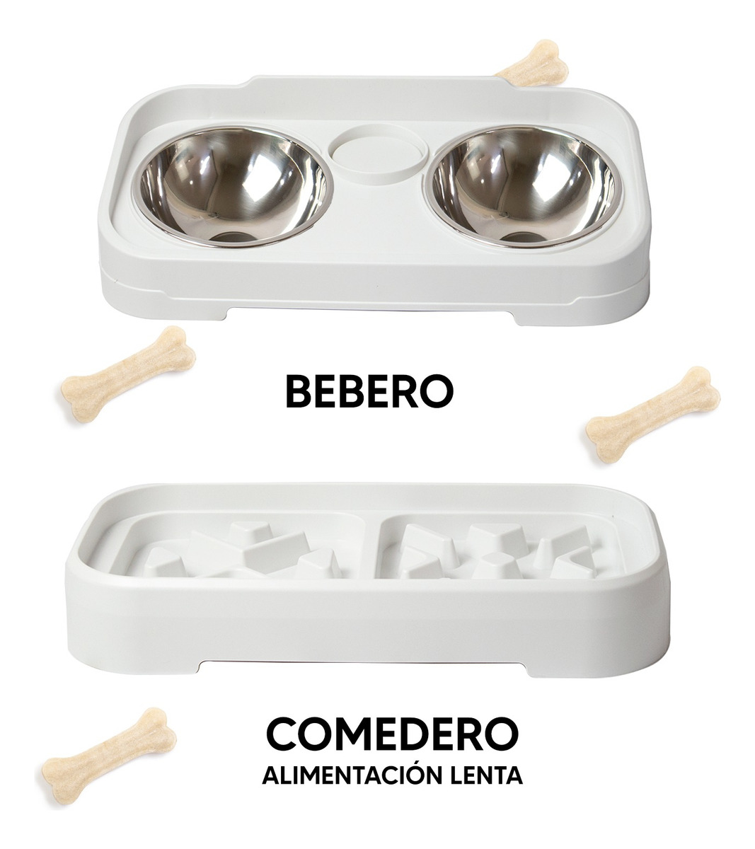 Foto 5 pulgar | Jauz Improvement Comedero Lento Para Perros Y Gatos Doble + Campana 2 En 1 (mod. J0179)