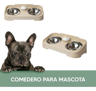 Foto 2 | Jauz Improvement Comedero Lento Para Perros Y Gatos Doble Cuencos Para Razas Pequeñas Color Beige 2 En 1 (mod. J0178)