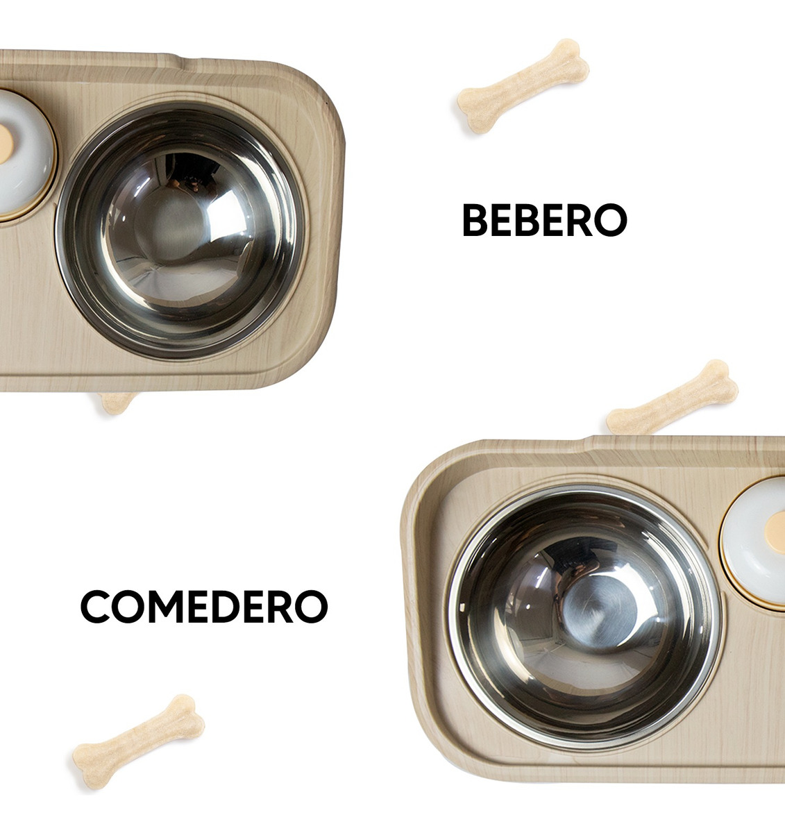Foto 5 pulgar | Jauz Improvement Comedero Lento Para Perros Y Gatos Doble Cuencos Para Razas Pequeñas Color Beige 2 En 1 (mod. J0178)
