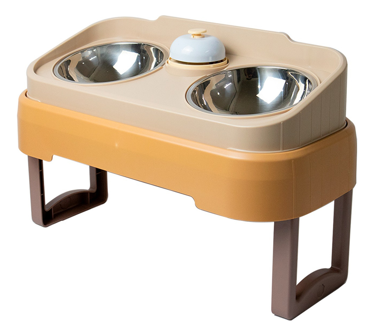 Jauz Improvement Comedero Elevado Para Perros Y Gatos Doble Cuenco Color Beige 2 En 1 (mod. J0182)