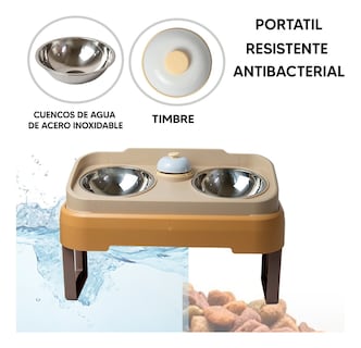 Foto 3 | Jauz Improvement Comedero Elevado Para Perros Y Gatos Doble Cuenco Color Beige 2 En 1 (mod. J0182)